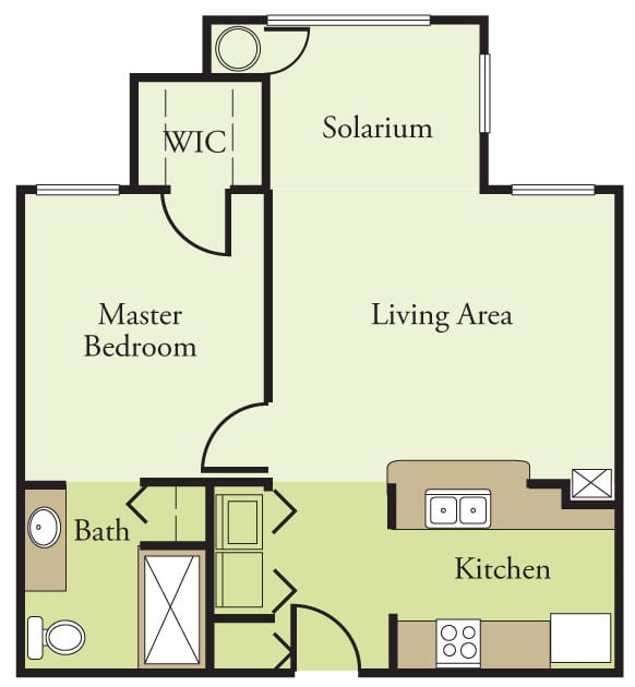 1 Bedroom 1 Bath 60% floor plan