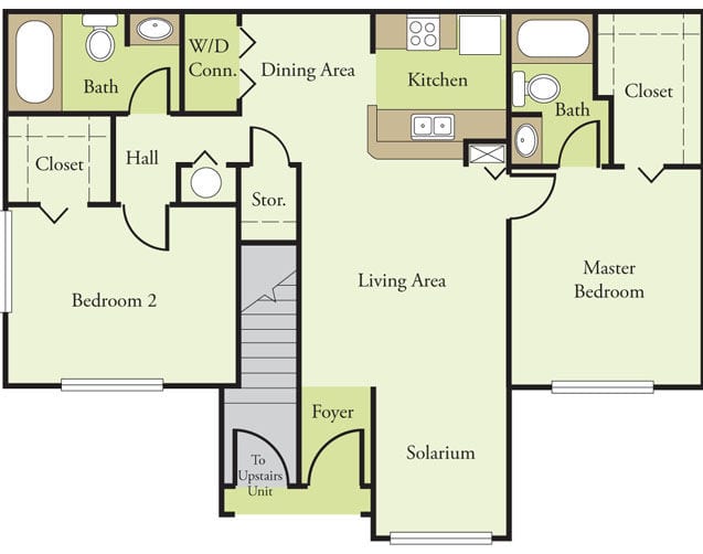 Two Bedroom Two Bath B1 60% floor plan
