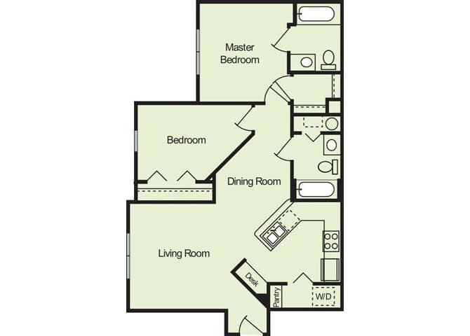 Two Bedroom Two Bathroom MKT floor plan