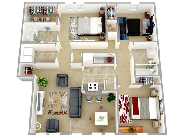 Three Bedroom Two bathroom floor plan