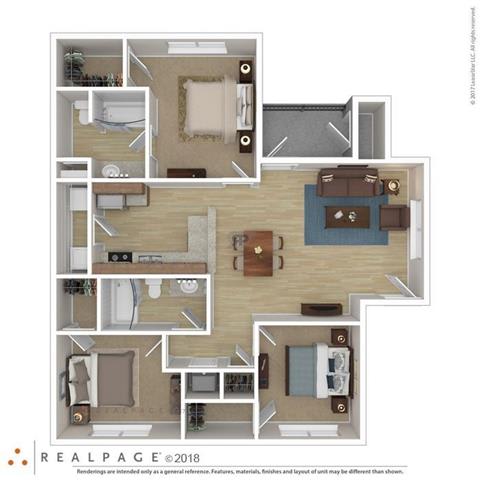 Three Bedroom Two Bathroom floor plan