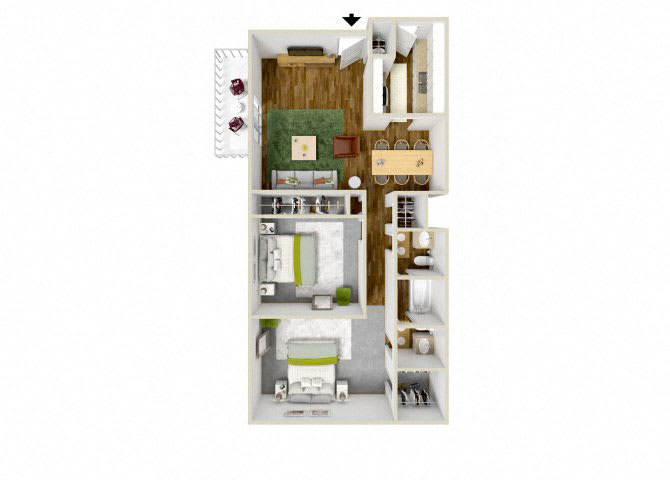 Two Bedroom B floor plan
