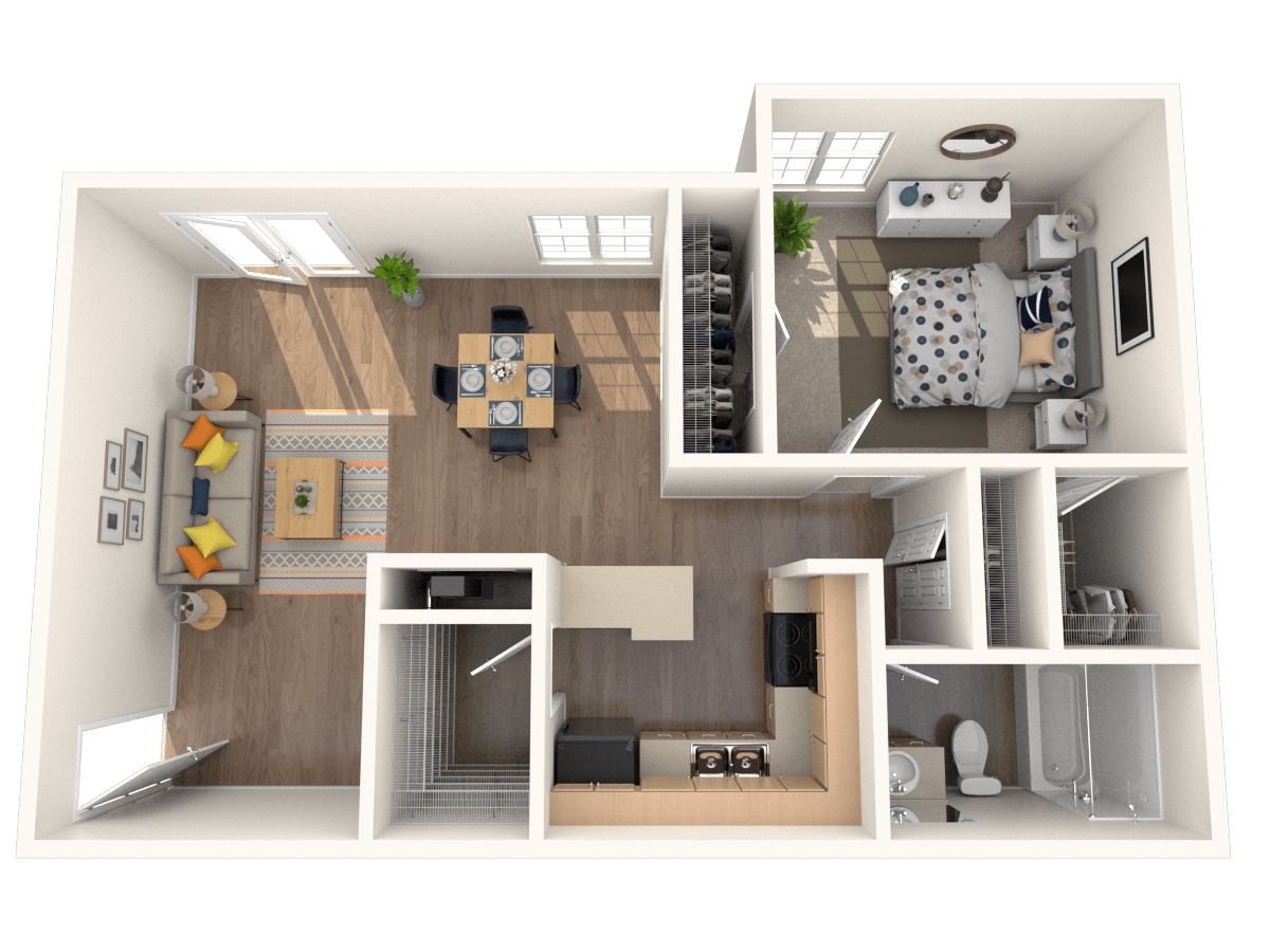 1 Bed 1 Bath 900 Sq Ft floor plan