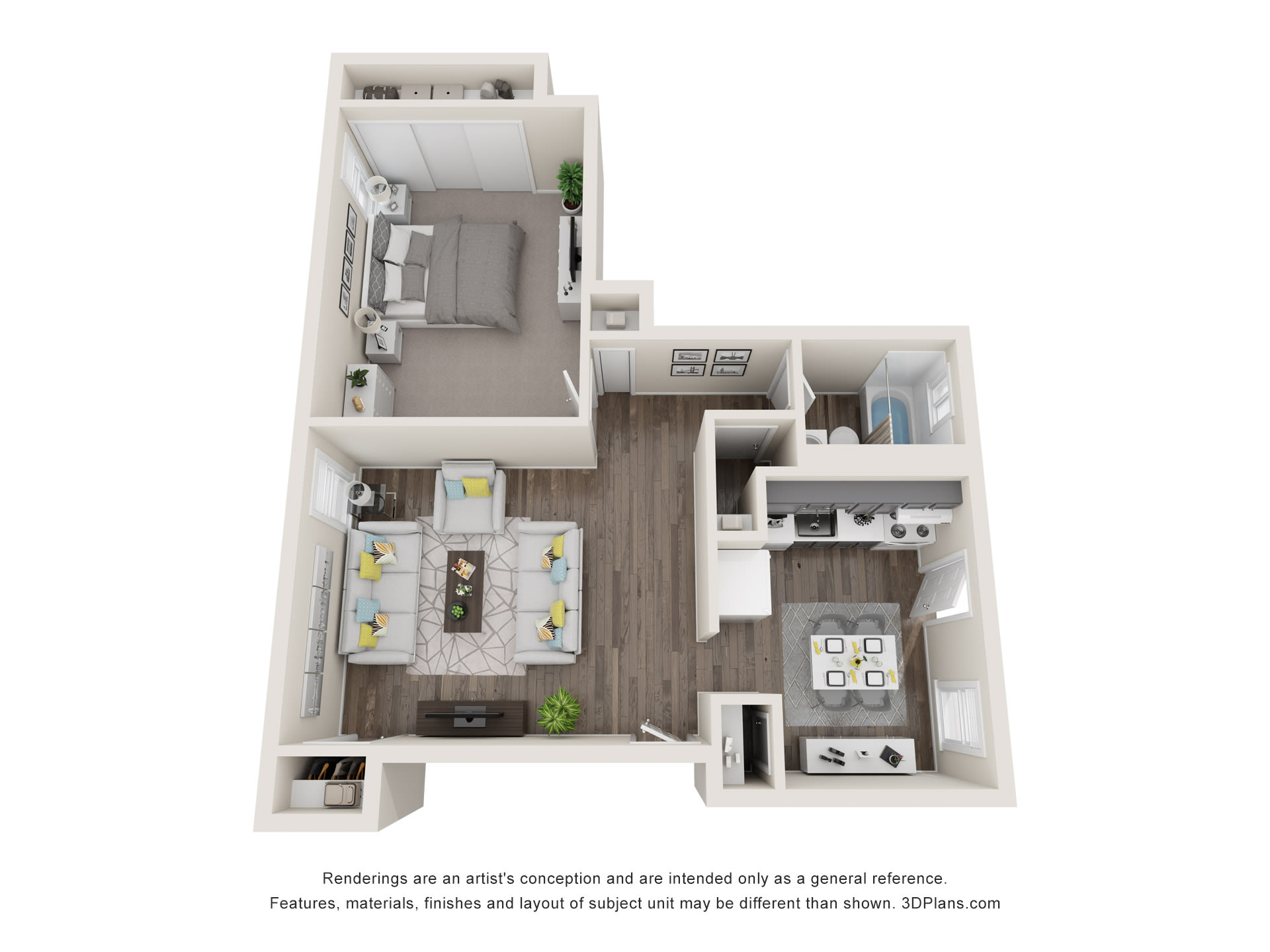 1 Bed 1 Bath floor plan