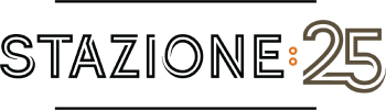 A logo with the text "STAZIONE 25" in white on a black background.