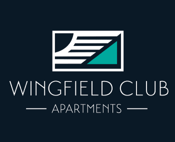The image is a logo for Wingfield Club Apartments.