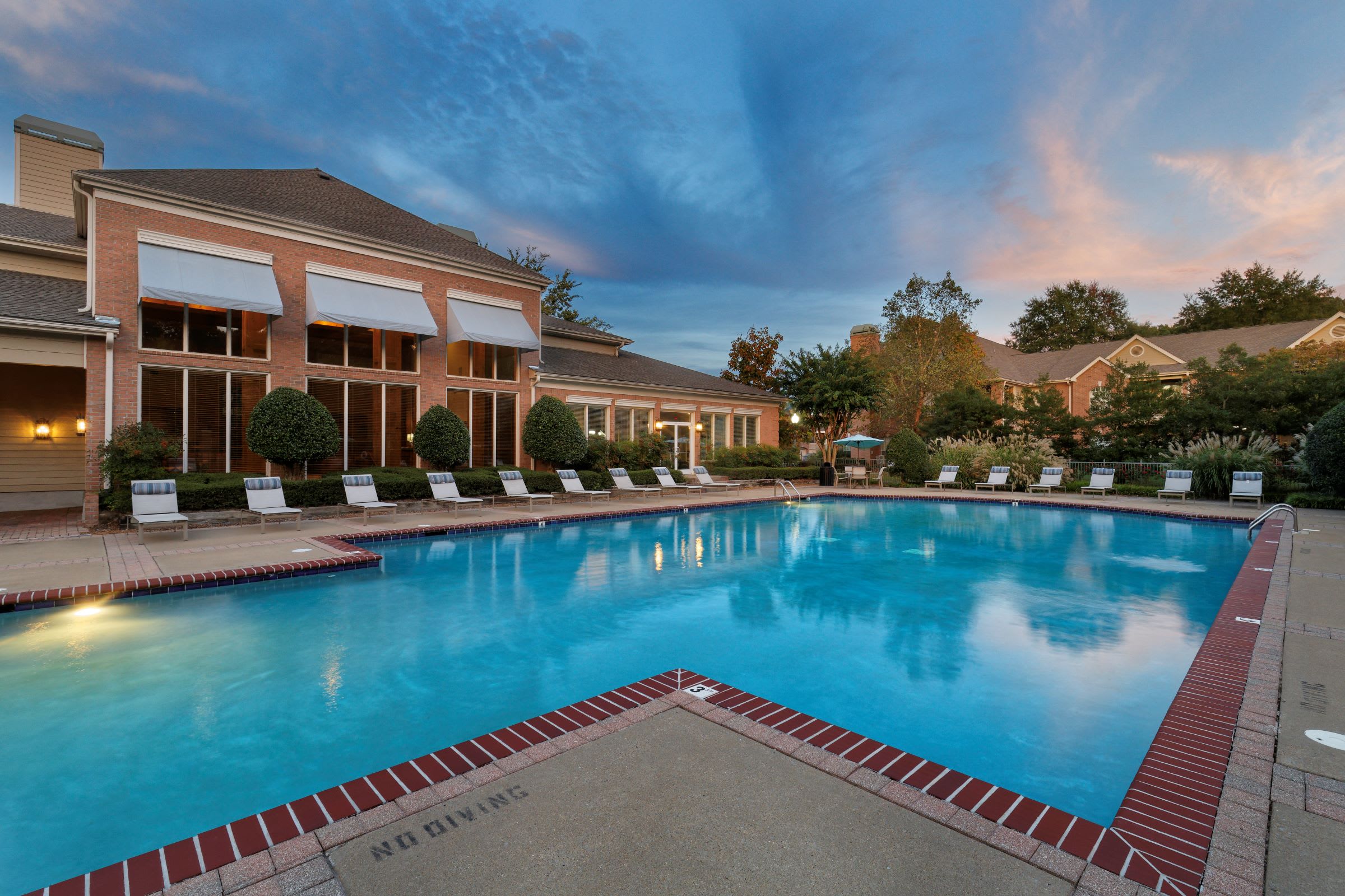 The Vineyards swimming pool at twilight - Germantown, TN