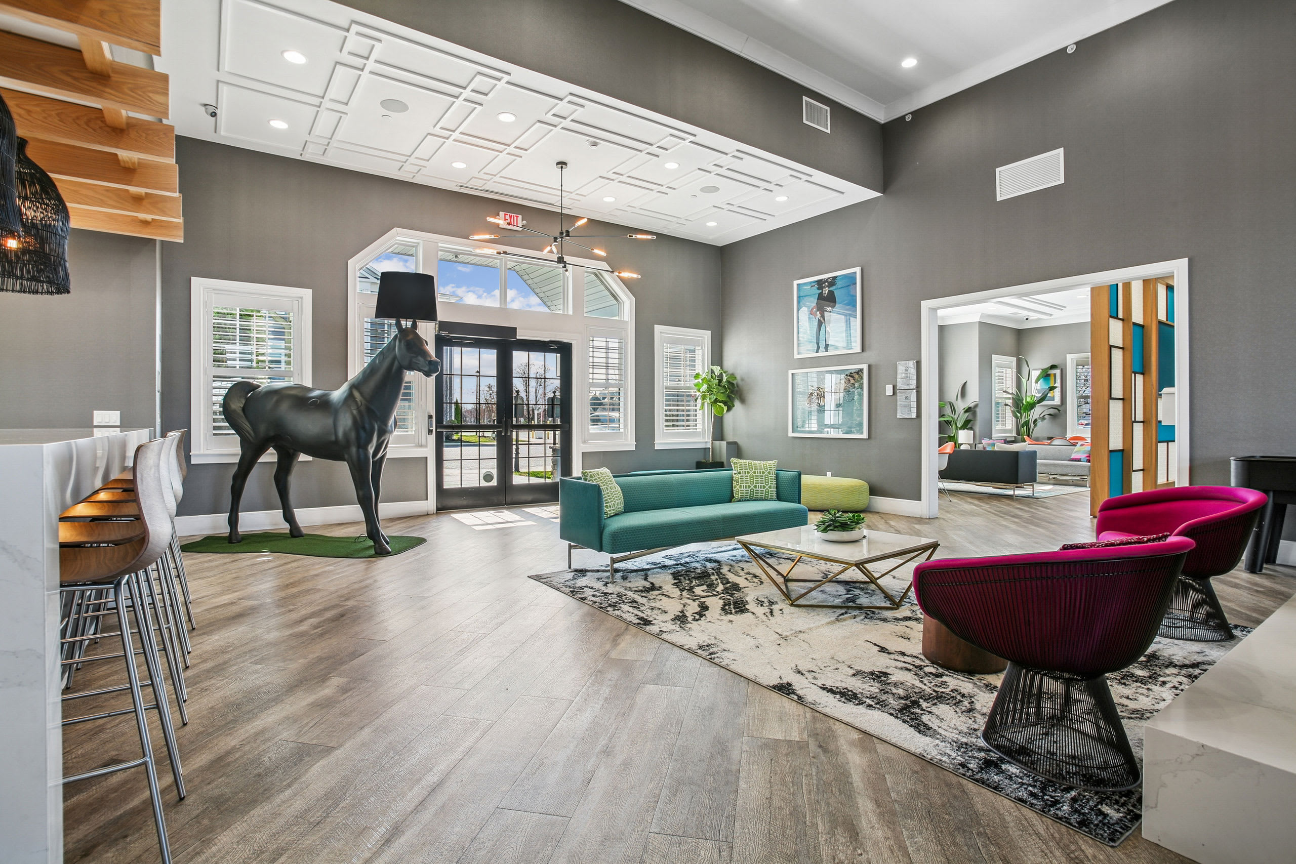 Onyx clubhouse lounge with fireplace - Uniondale, NY