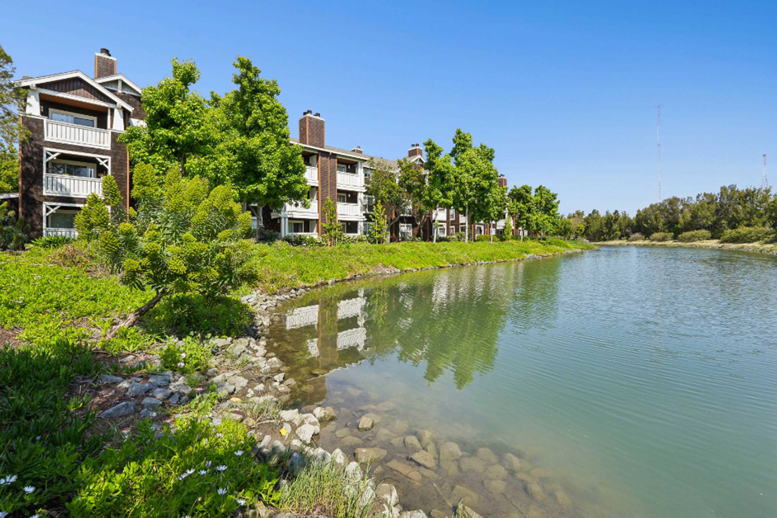 Pescadero Apartments waterfront building view - Redwood City, CA