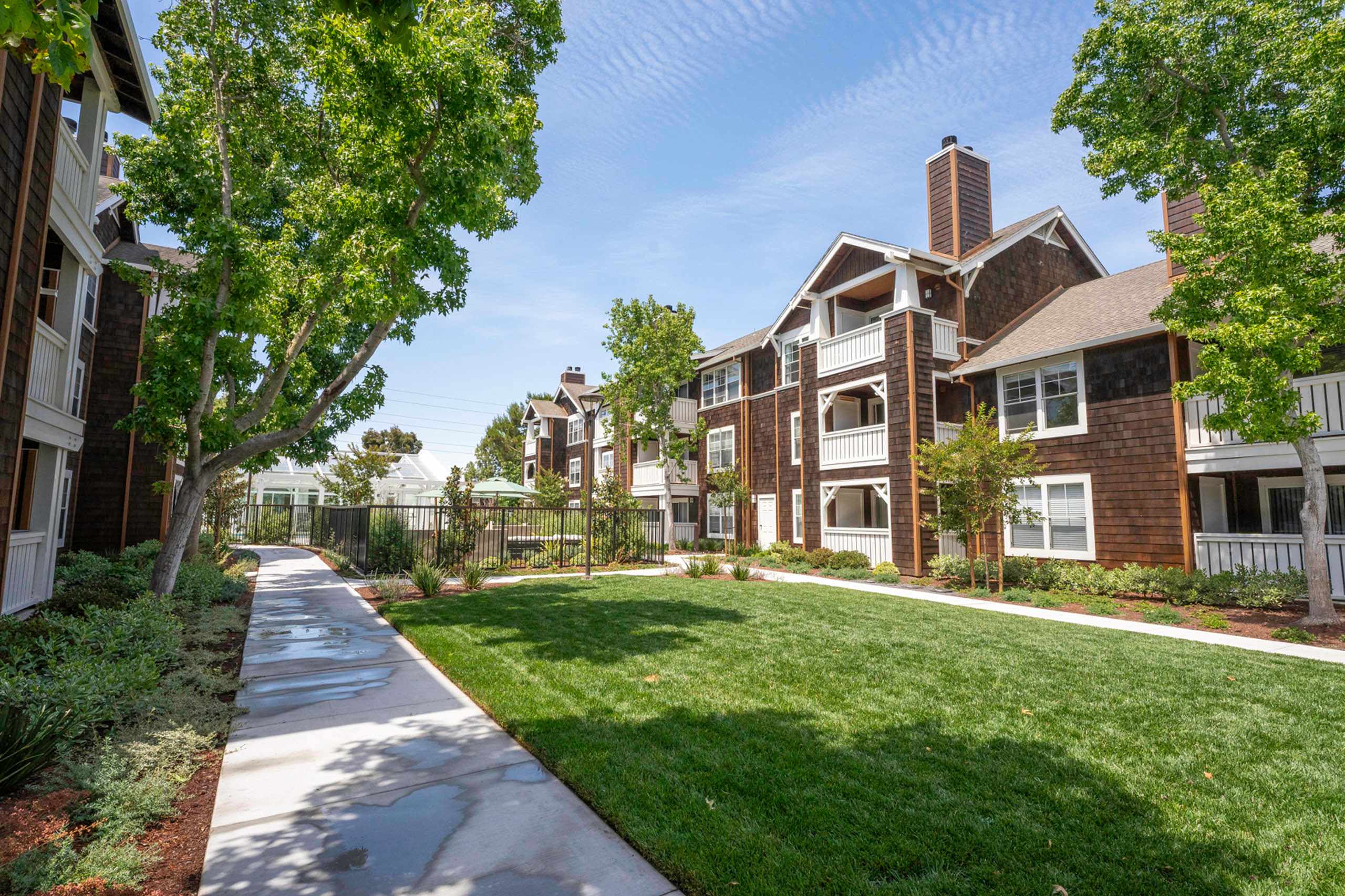Pescadero Apartments landscaped grounds exterior - Redwood City, CA
