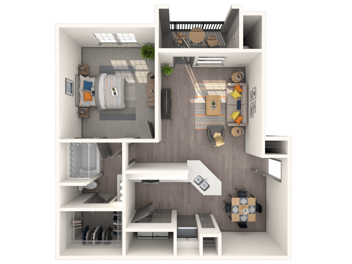 1 Bedroom 1 Bath 647 floor plan