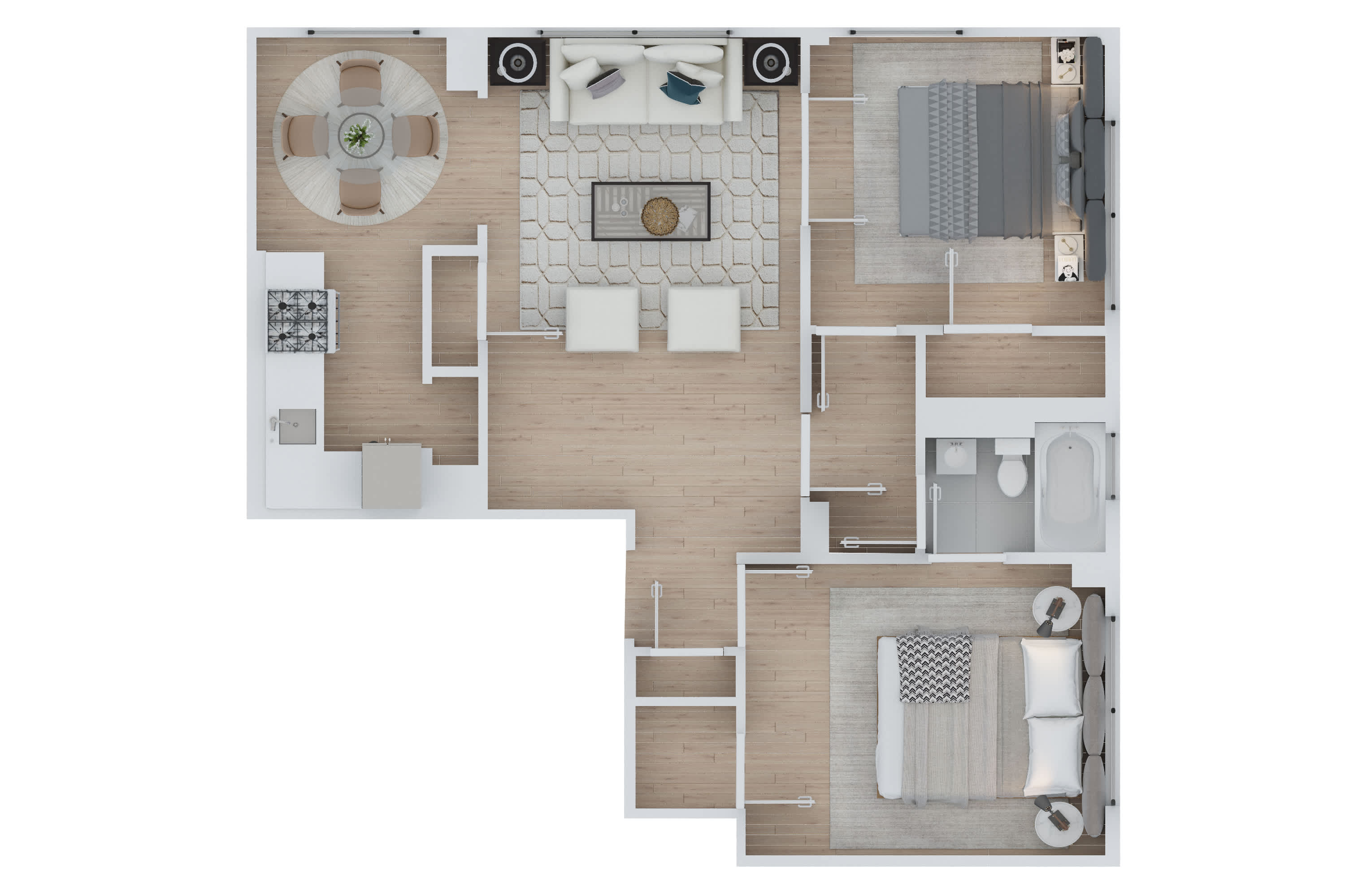 CWE Apartments two-bedroom floor plan layout - St. Louis, MO