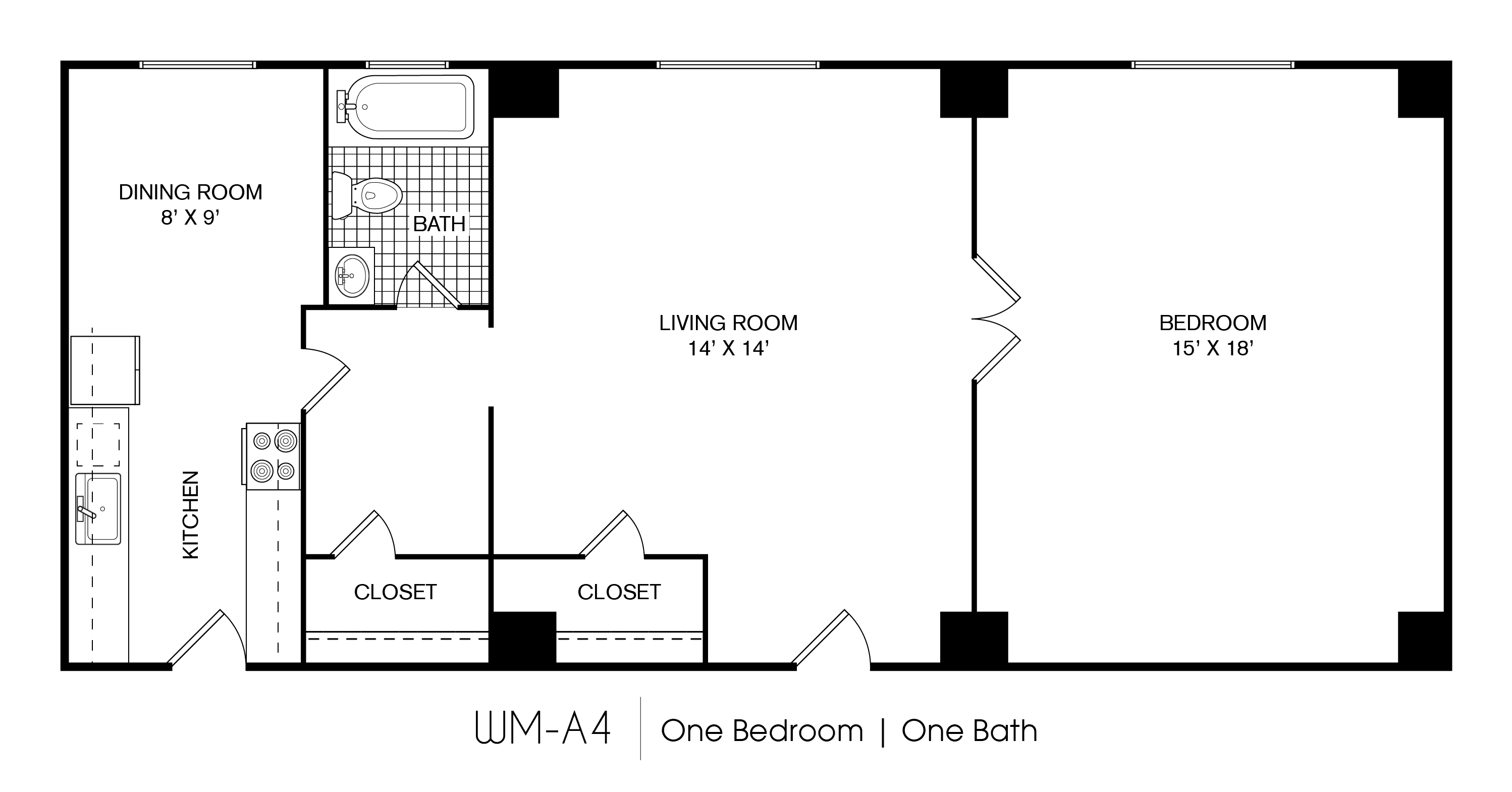 The Era Collective Westmoreland 1 Bedroom 1 Bath floor plan