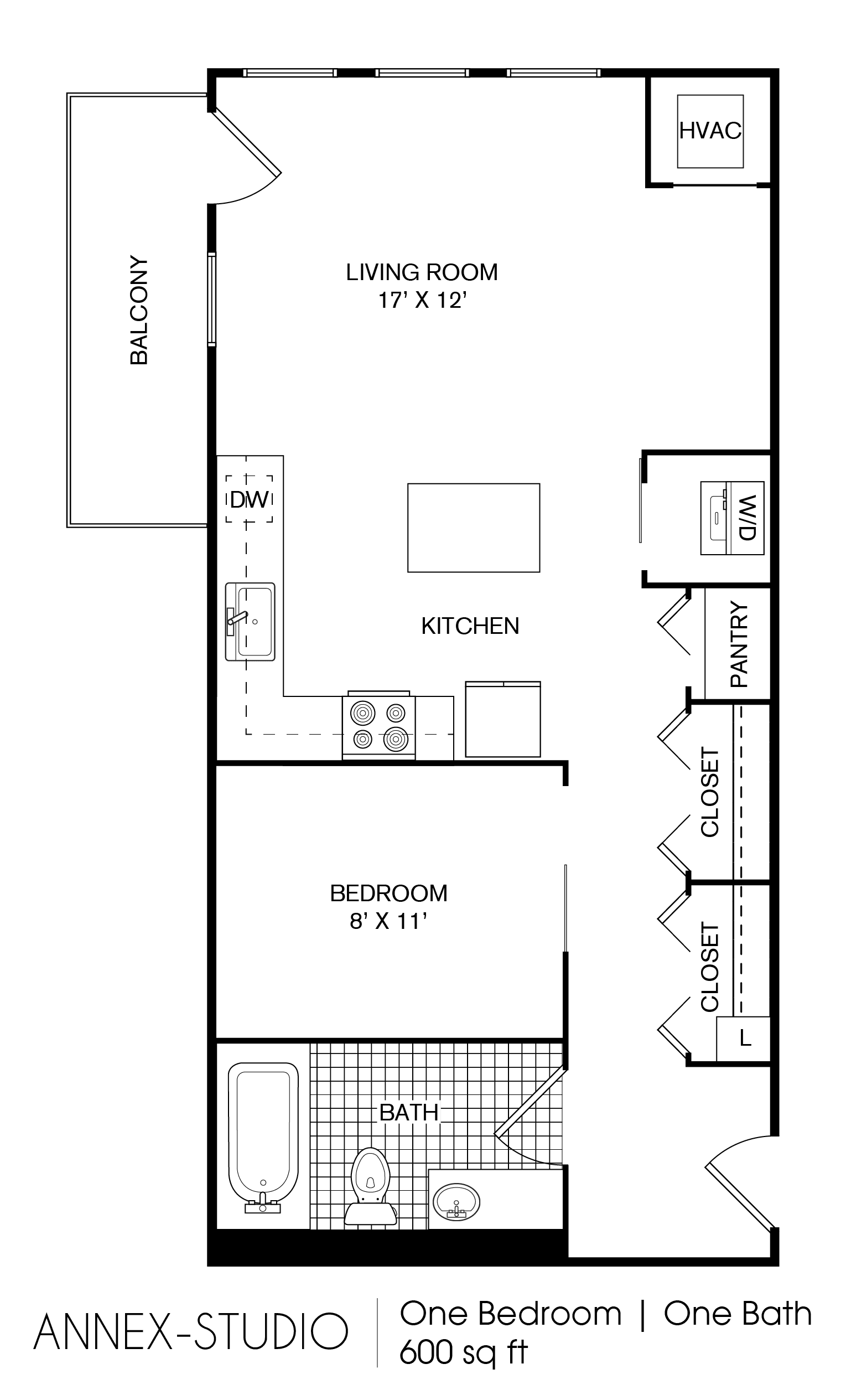 The Era Collective Annex Convertible Studio 600 floor plan