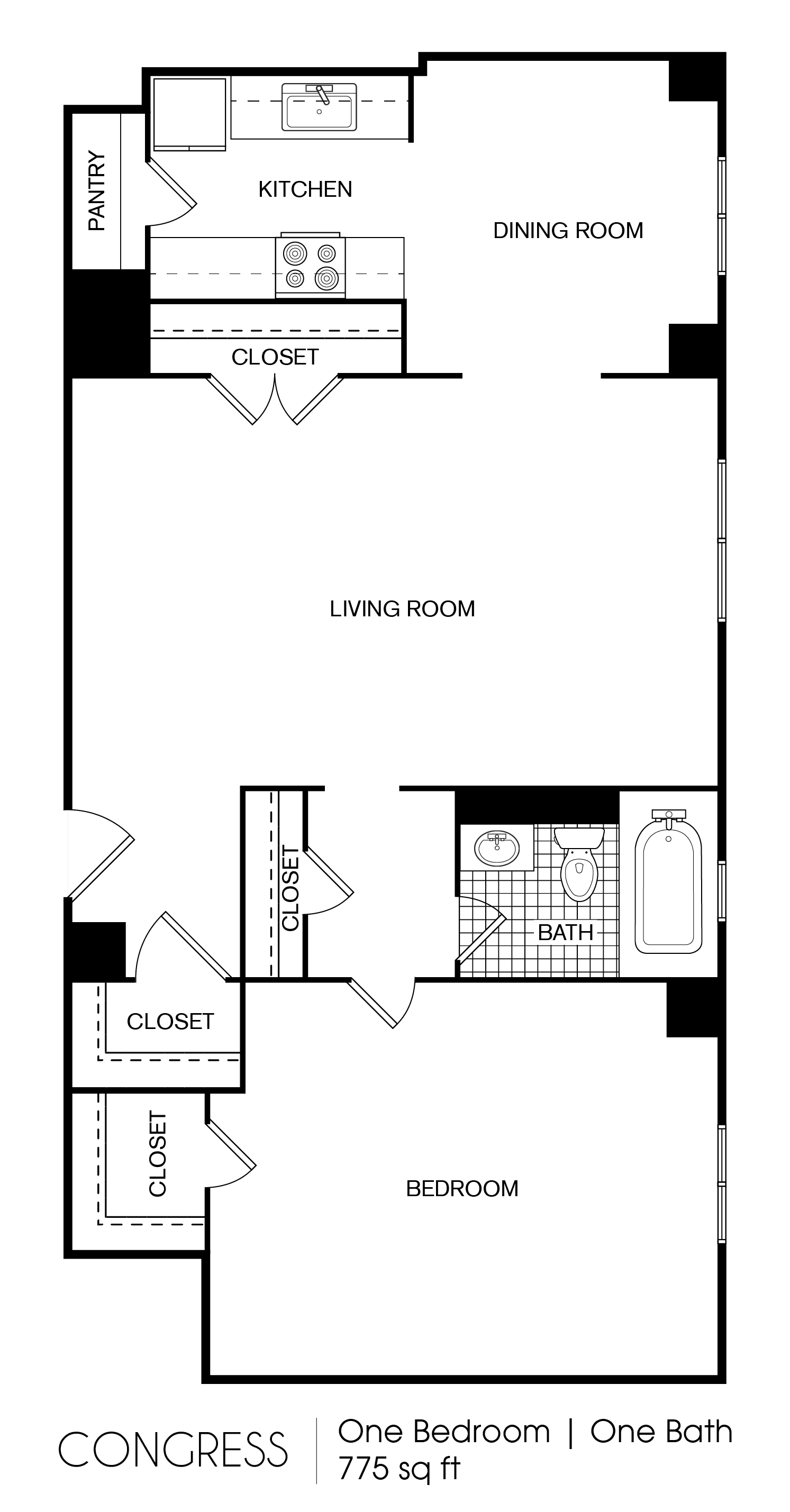 The Era Collective Congress 1 Bedroom 1 Bath 775 floor plan
