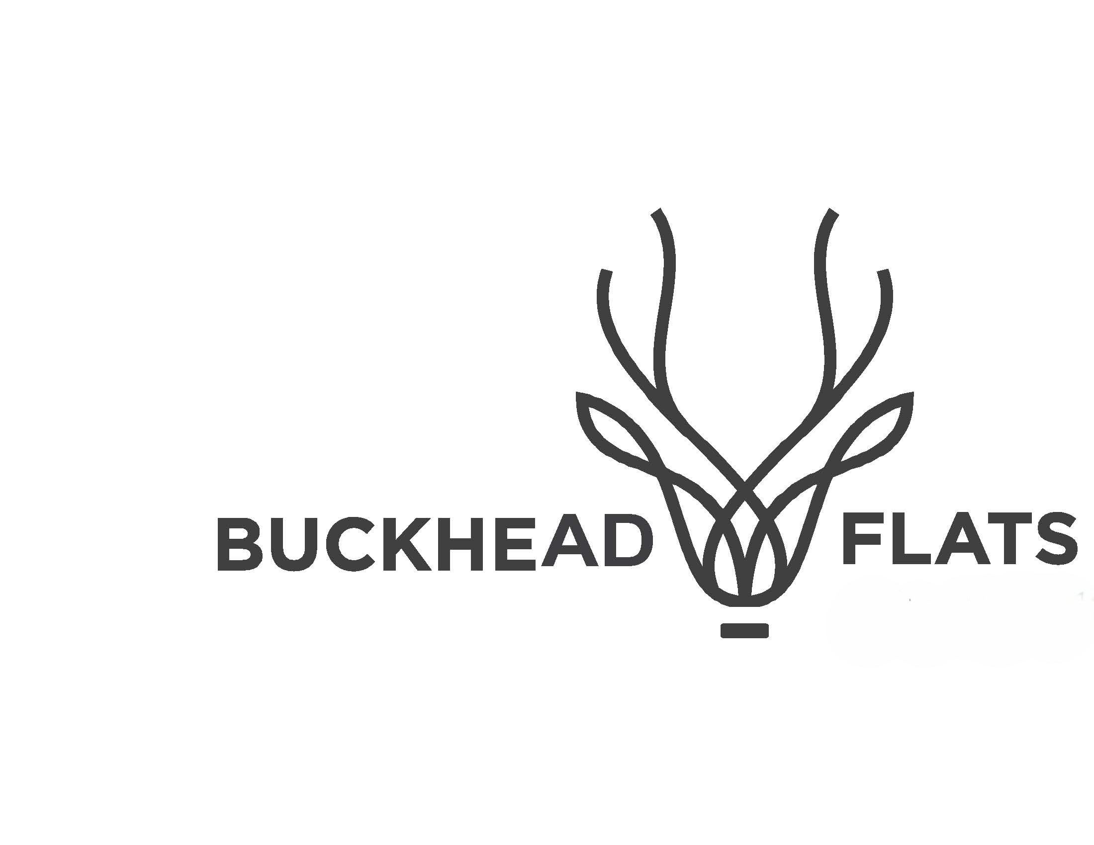 A logo with the words Buckhead Flats and a stylized deer head.