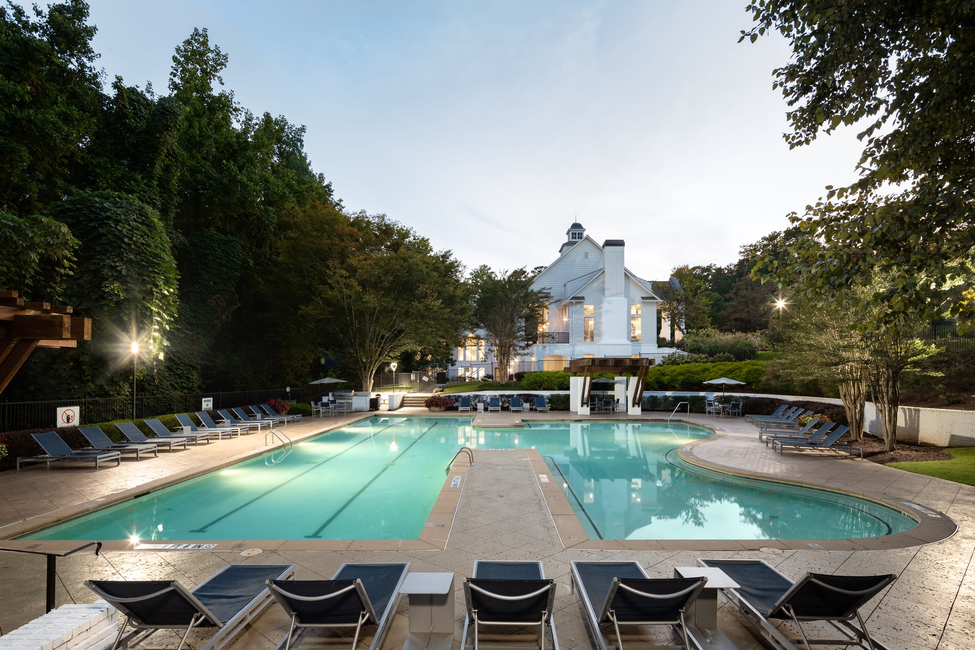 Wesley St. James Apartments hero exterior at dusk - Atlanta, GA