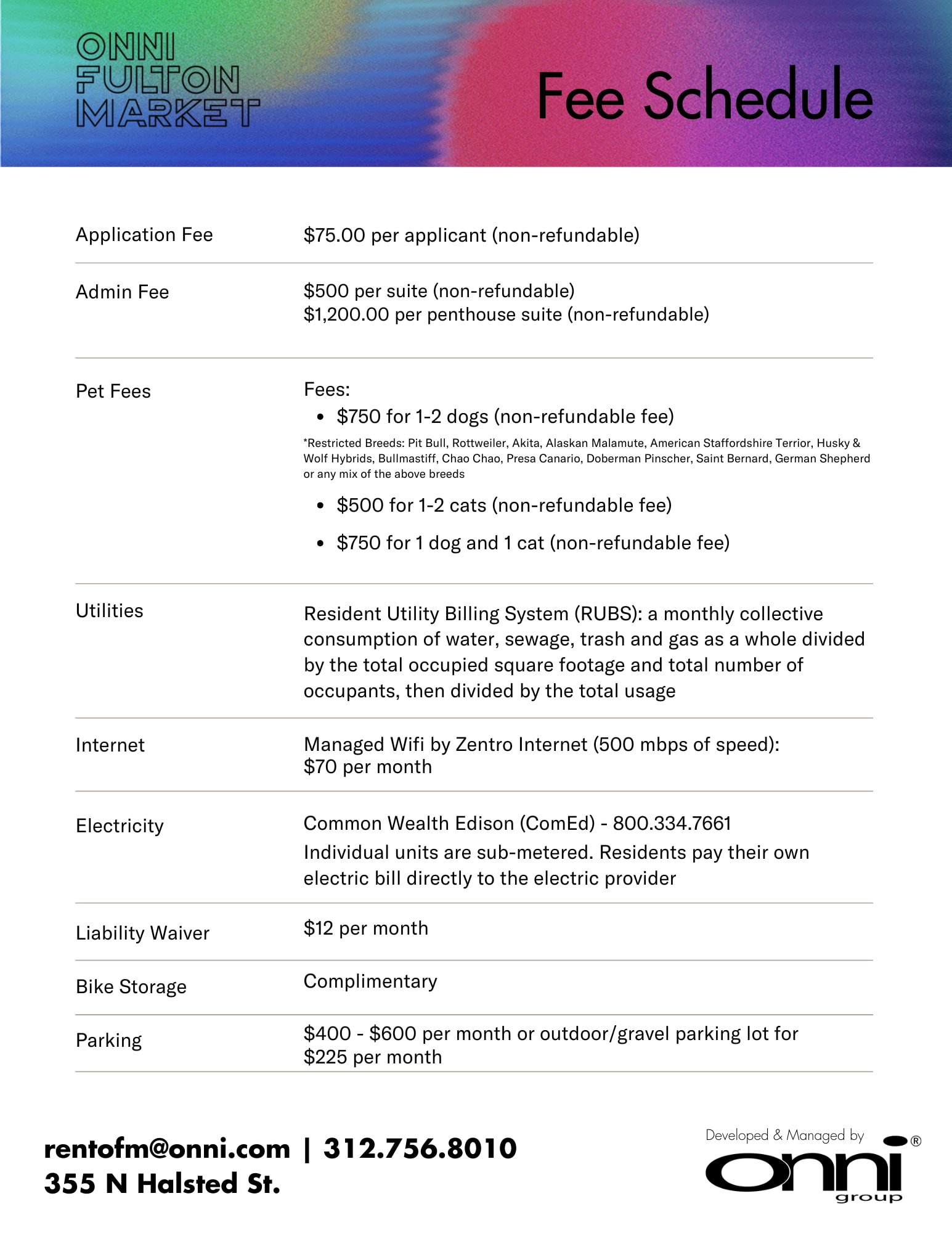 OFM - Fee Schedule