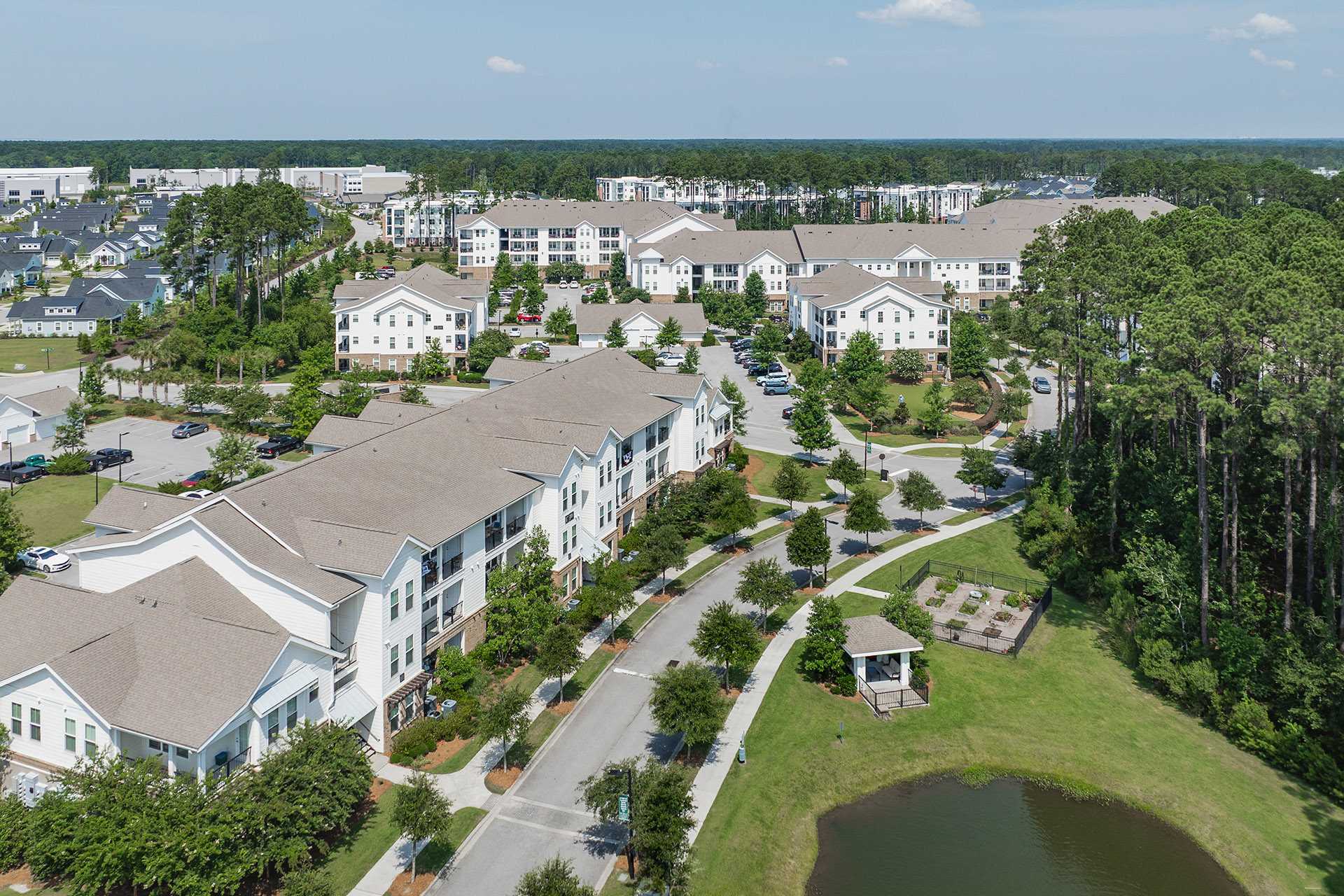The Grove at Carolina Park Apartments aerial view of community area - Mount Pleasant, SC
