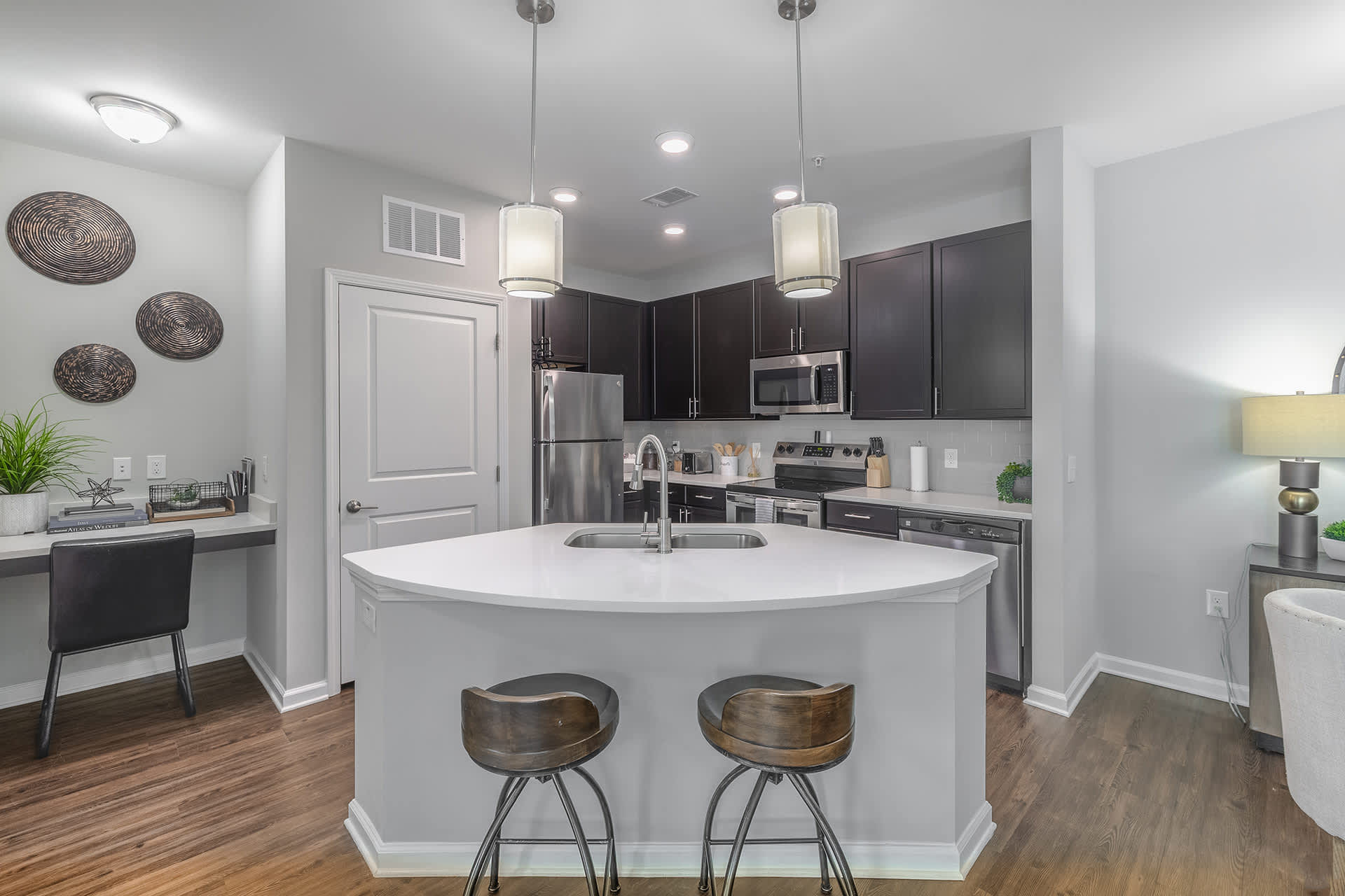 The Grove at Carolina Park Apartments kitchen with island - Mount Pleasant, SC