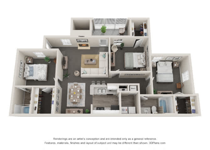 3 Bedroom 2 Bath floor plan