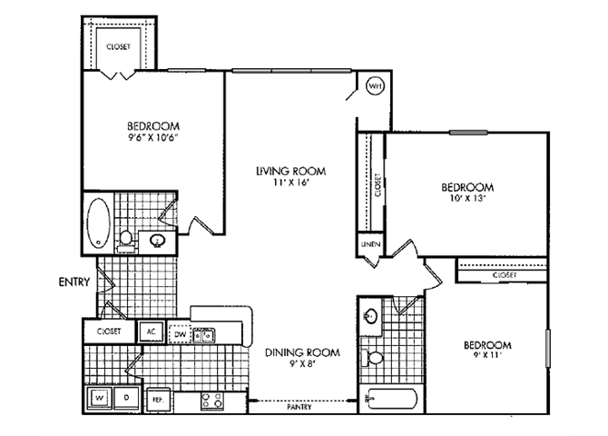 Three Bedroom floor plan