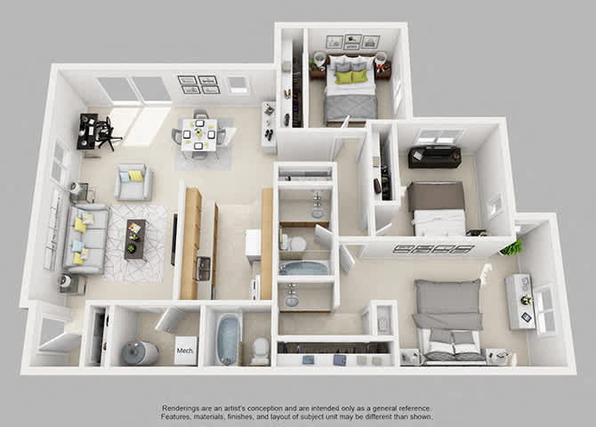 Three Bedroom floor plan