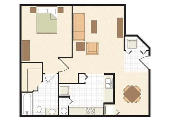 1 Bed/1 Bath floor plan