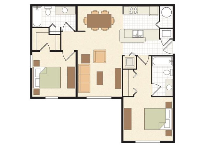 2 Bed/2 Bath floor plan