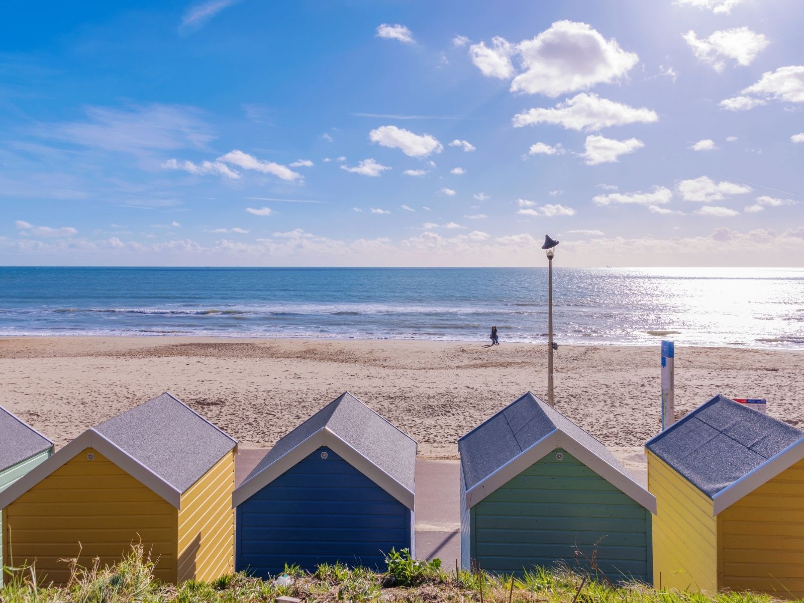 Bournemouth beach huts and sea view