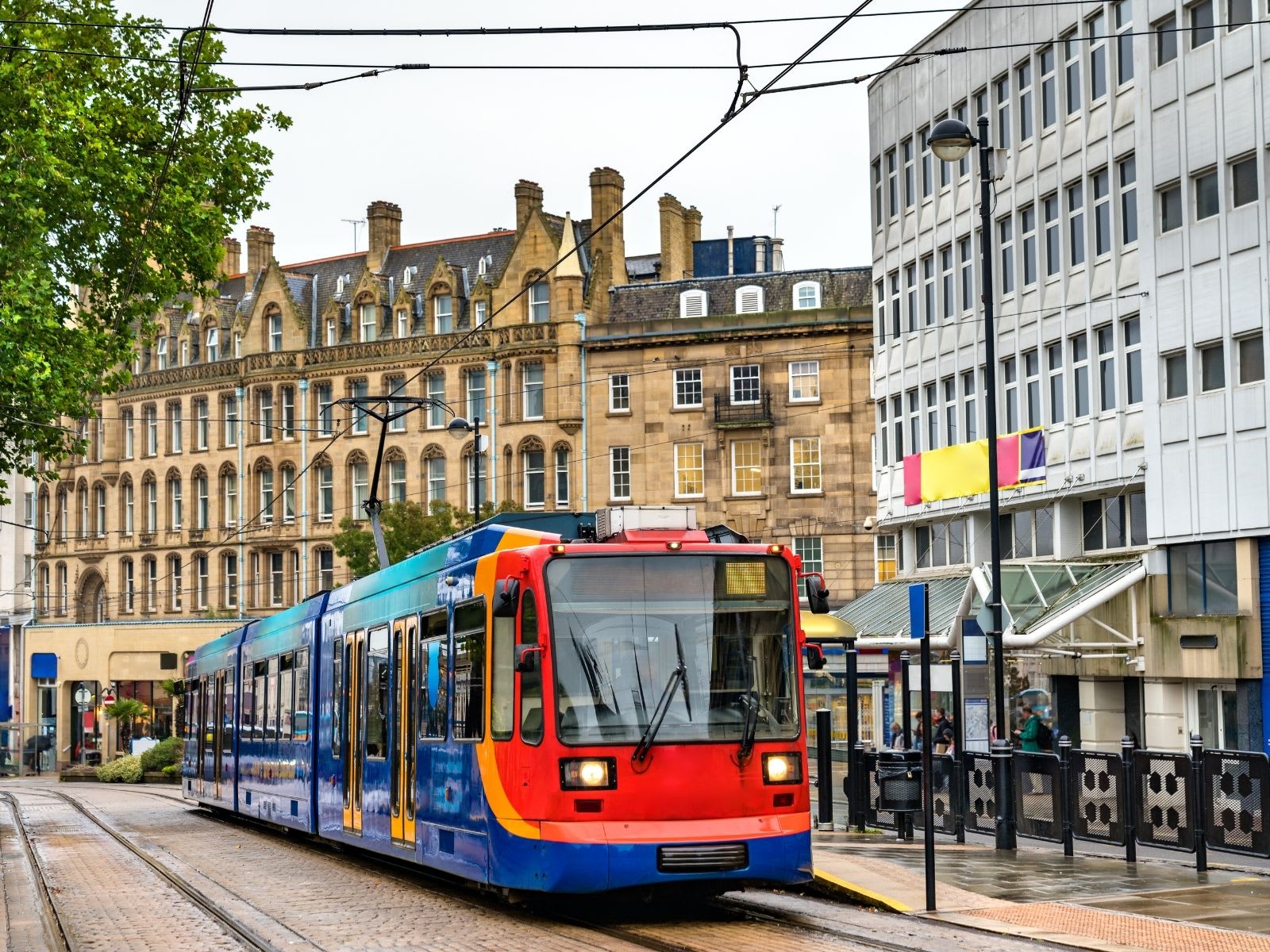 City tram at Cathedral station in Sheffield