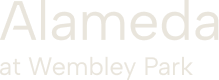 The image shows the text "Alameda at Wembley Park" in black on a white background.