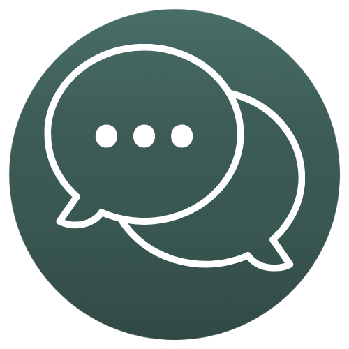A white speech bubble icon on a dark background.