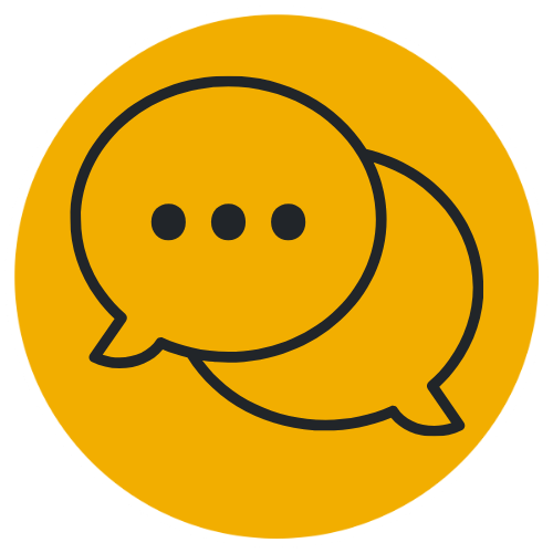 A yellow speech bubble icon with three dots inside it.