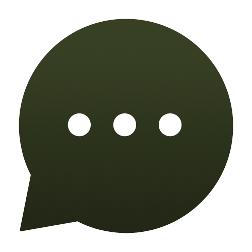 A speech bubble icon with three dots inside it.
