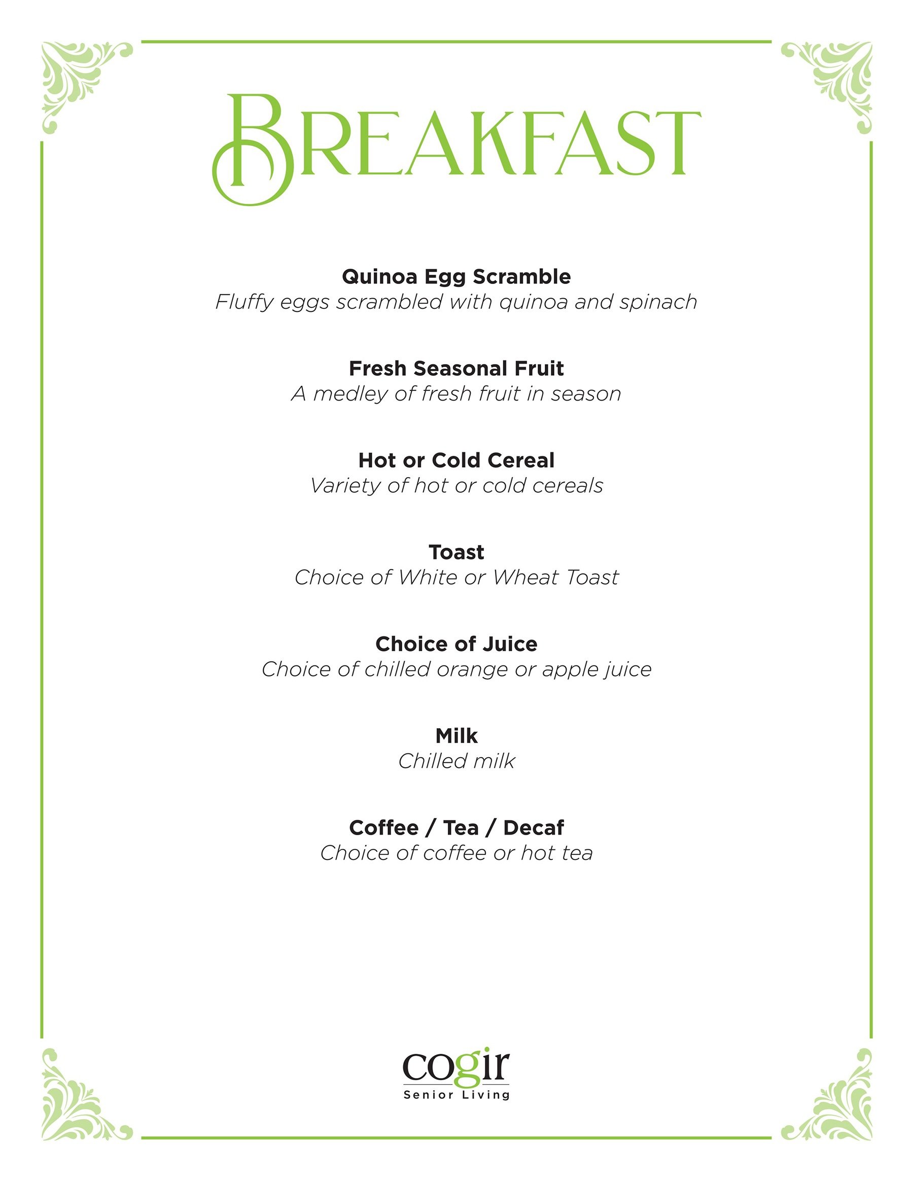 Breakfast Menu