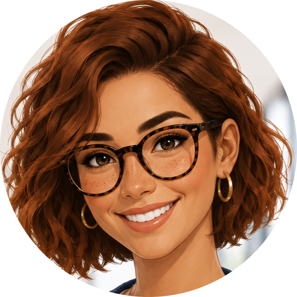 A woman with brown hair and glasses smiles at the camera.