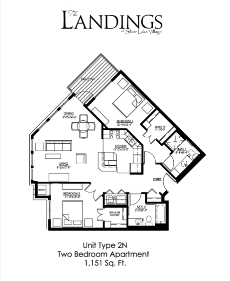 Two Bedroom N floor plan