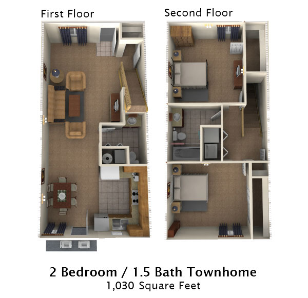 Two Bedroom Townhome floor plan