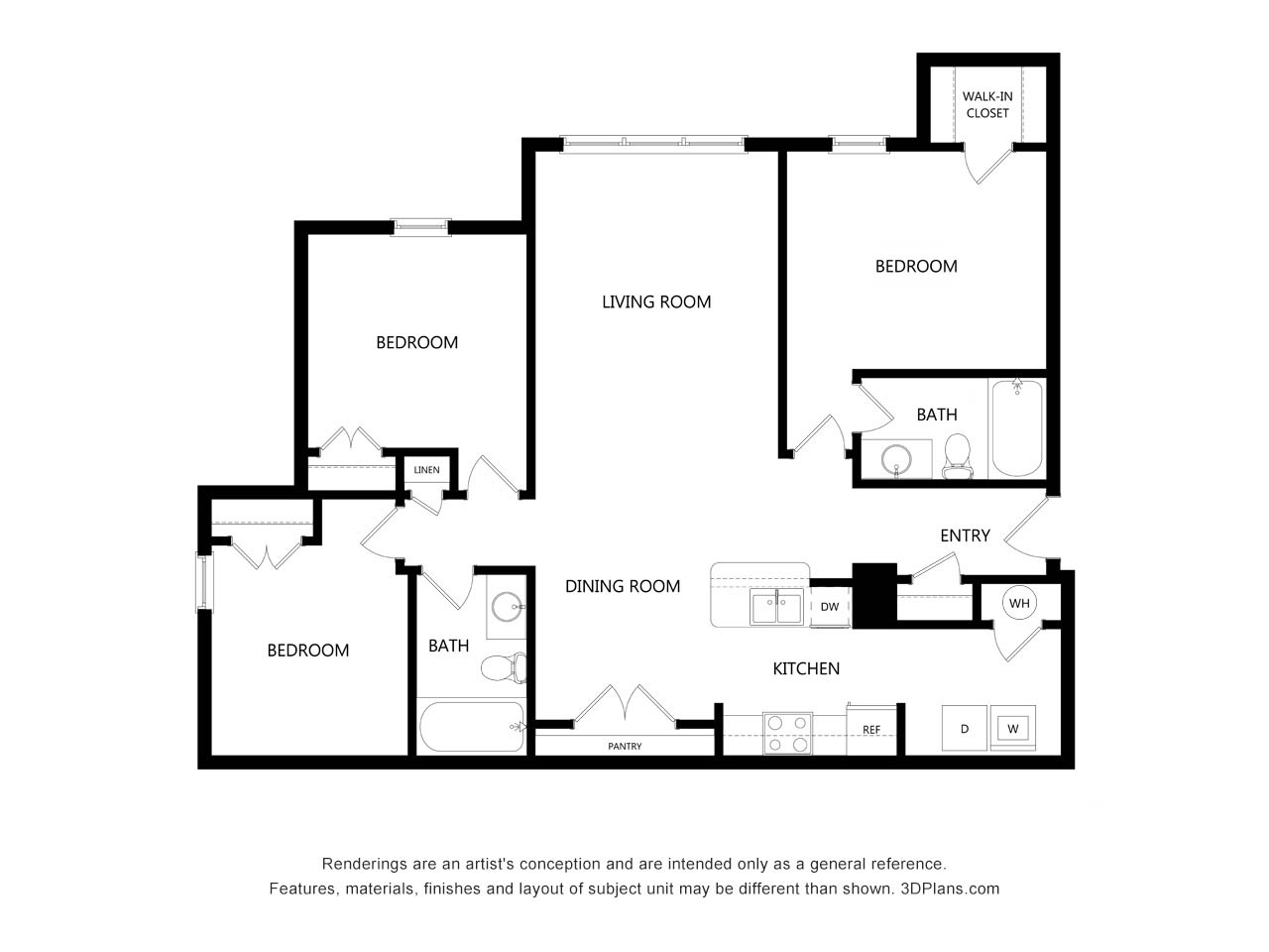 Three Bedroom floor plan