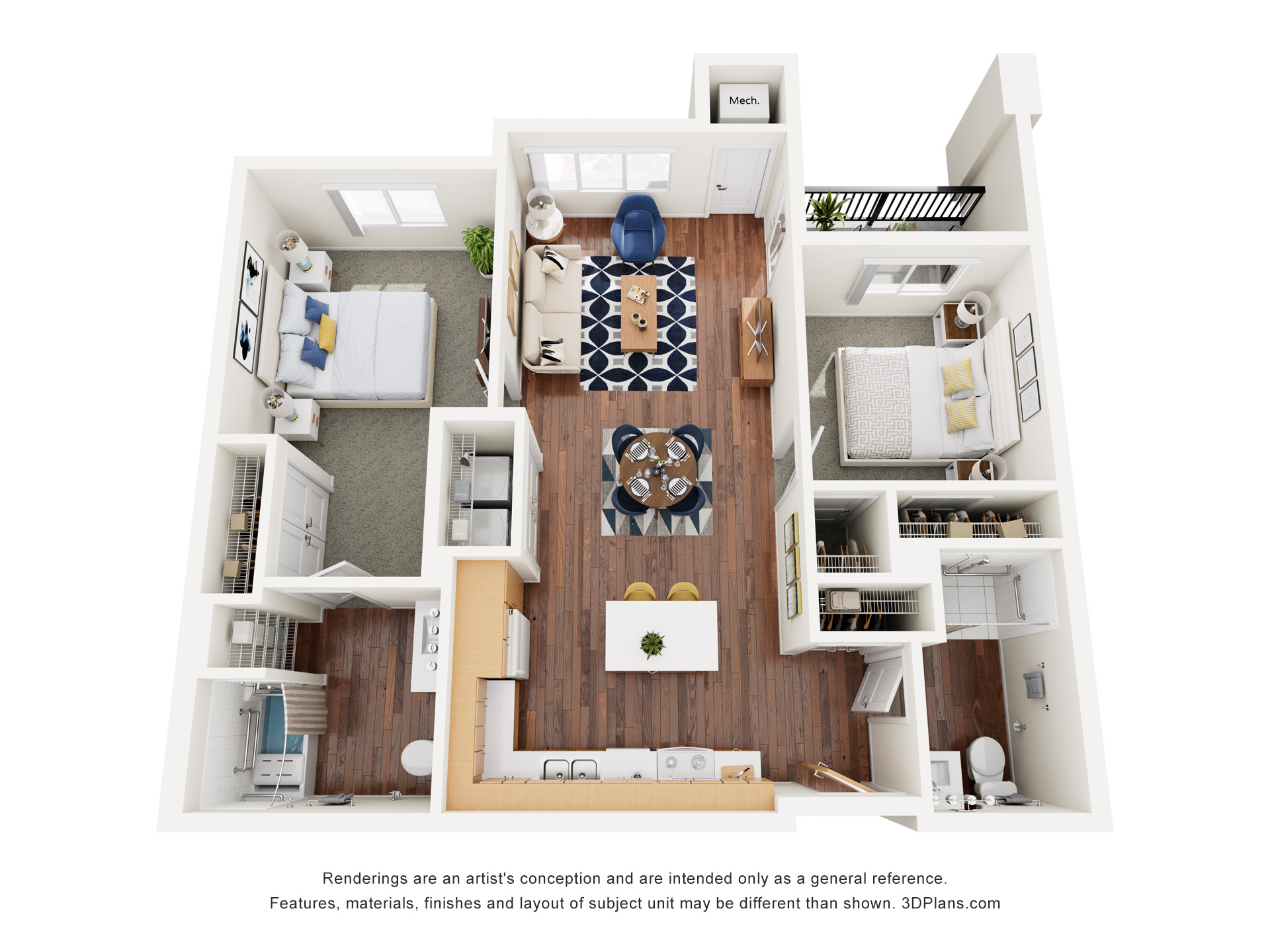 Two Bedroom 2AA - 60% floor plan