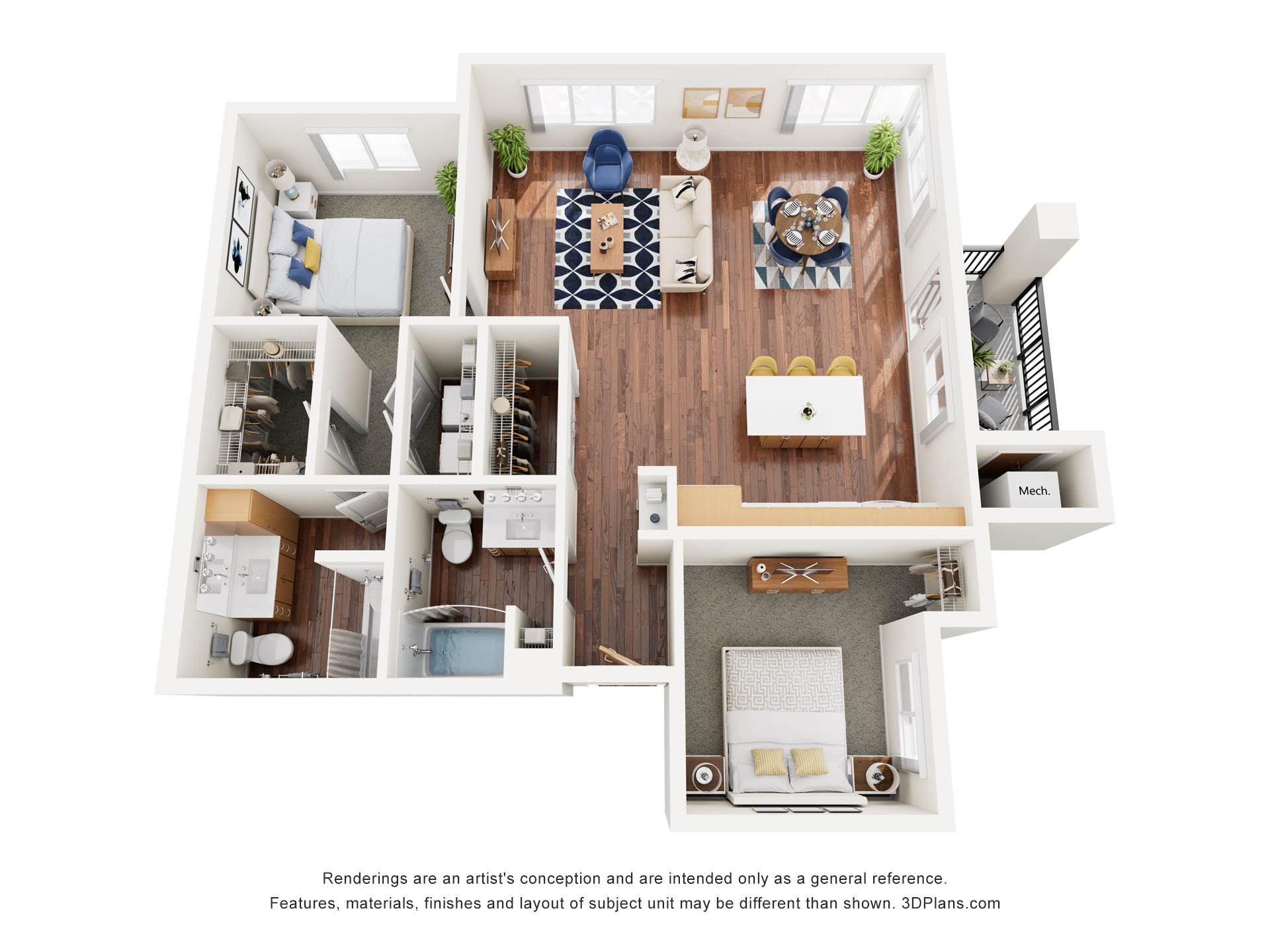Two Bedroom 2E - 70% floor plan