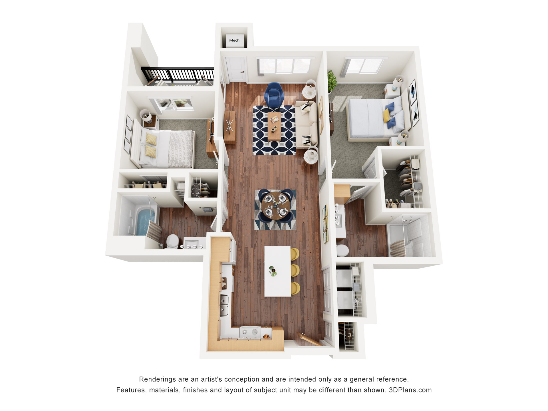 Two Bedroom 2C - 70% floor plan