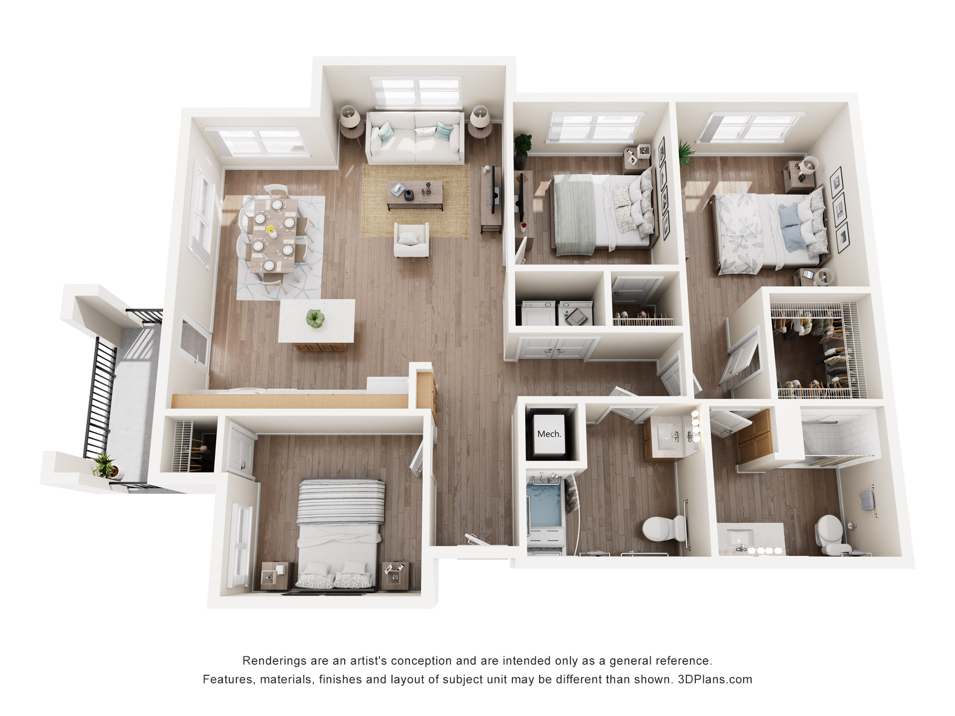 3AA (Wheelchair Accessible) floor plan