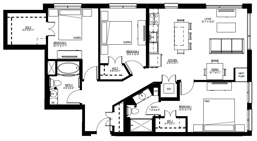Three Bedroom - F (80%) floor plan