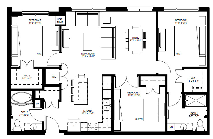 Three Bedroom - G (60%) floor plan