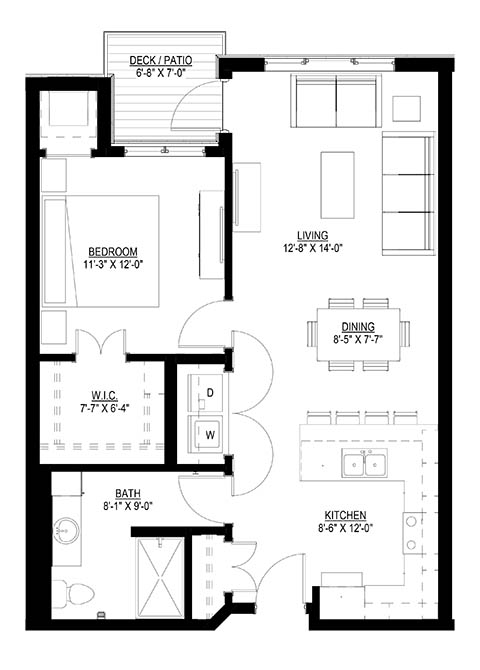 One Bedroom - C floor plan