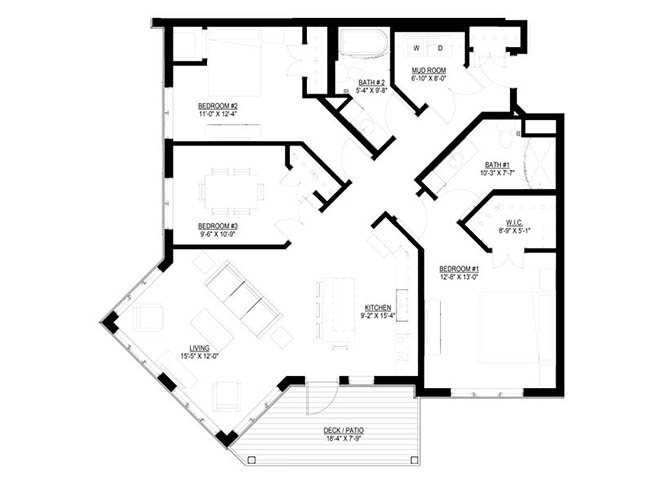 Three Bedroom - B floor plan