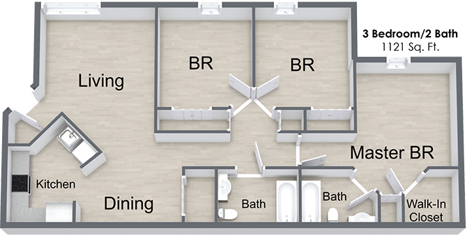 Three Bedroom floor plan