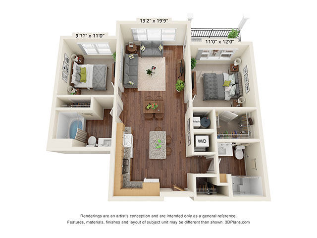 Two Bedroom - B7 (ADA) floor plan